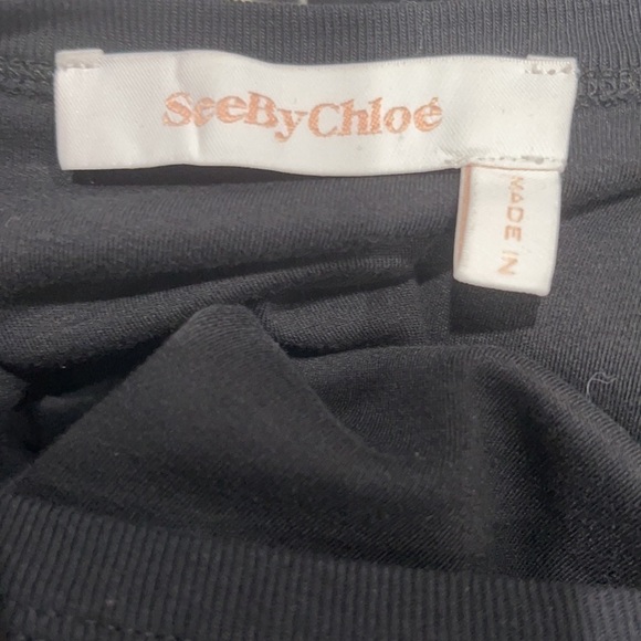 See by Chloe Cascading Ruffle Sleeve Dress SZ S Black - Picture 9 of 10